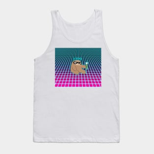 Science Sloth Vaporwave Grid Pattern Tank Top